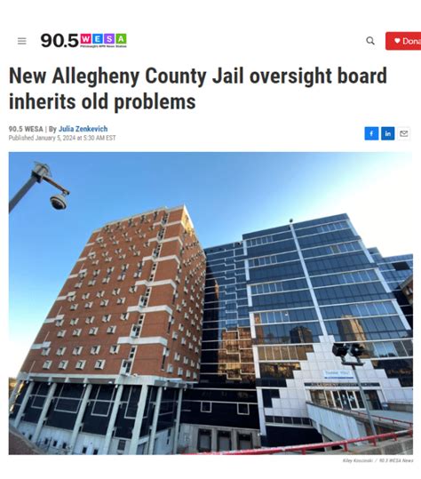 New Allegheny County Jail Oversight Board Inherits Old Problems