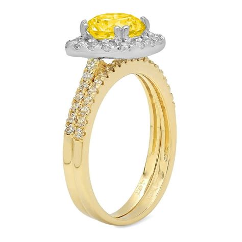 Clara Pucci 18k Yellow White Gold Round Cut 1ct Simulated Yellow