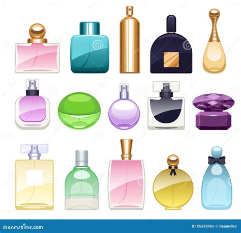 Perfume Bottles Icons Set Vector Illustration Eau De Parfum Stock