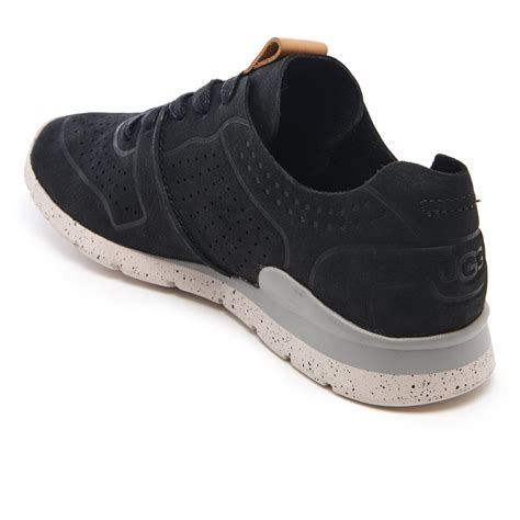 Ugg Leather Tye Treadlite Nubuck Trainers In Black Lyst