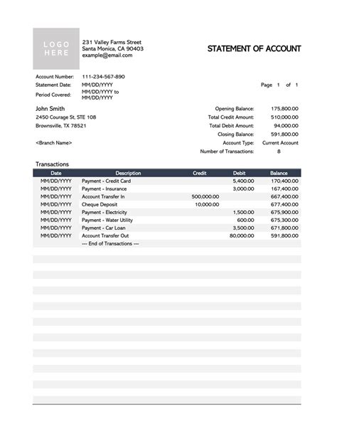 24 Free Personal Bank Statement Templates Word Excel