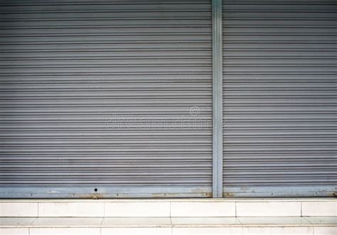 Corrugated Metal Sheetslide Door Roller Shutter Texture Stock Photo