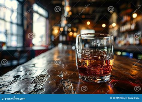 Elegant Bourbon In Glass Classic Bar Interior Setting Stock Illustration Illustration Of