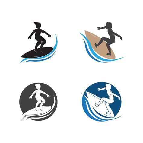 Surfing With Water Wave Logo Vector Template Illustration Symbol