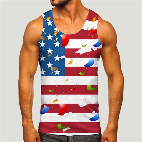 Chu Chu 4th July Tank Muscle Shirts For Men Graphic Sexy Tank Tops