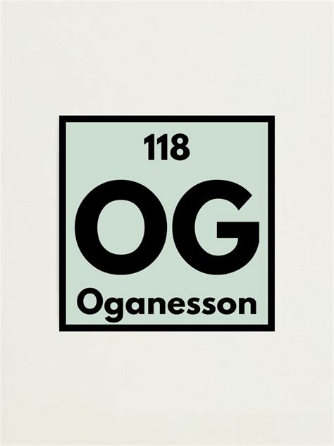 "Periodic Table element number 118 OG Oganesson" Photographic Print for ...