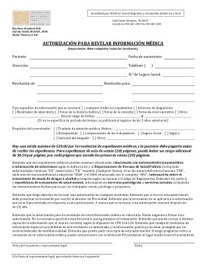 Fillable Online Autorizacin Para Revelar Informacin Mdica Fax Email