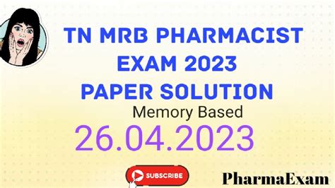 Tn Mrb Pharmacist Exam Paper Solution Tnmrb Pharmacistexampreparation