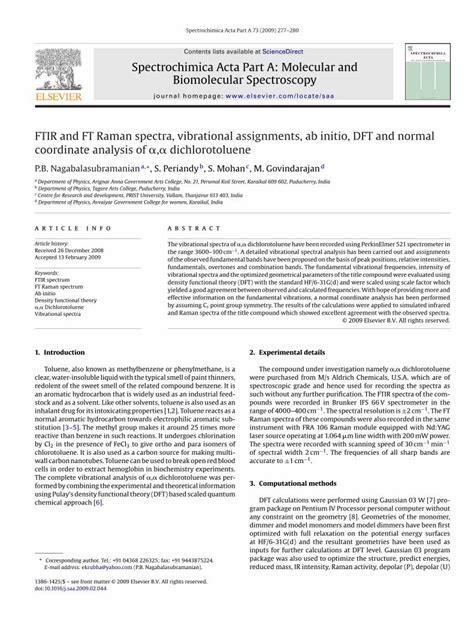 PDF FTIR And FT Raman Spectra Vibrational Assignments Ab Initio