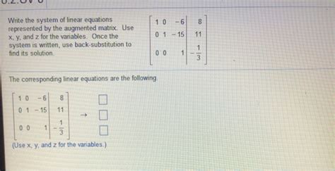 Solved 8 Write The System Of Linear Equations Represented By Chegg