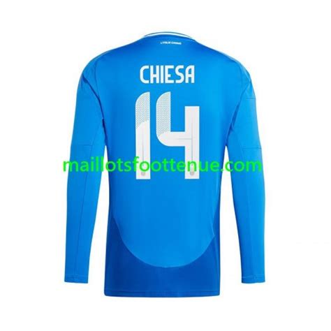 Maillottenue Italie Chiesa 14 Domicile Uefa Euro 2024 Manche Longue