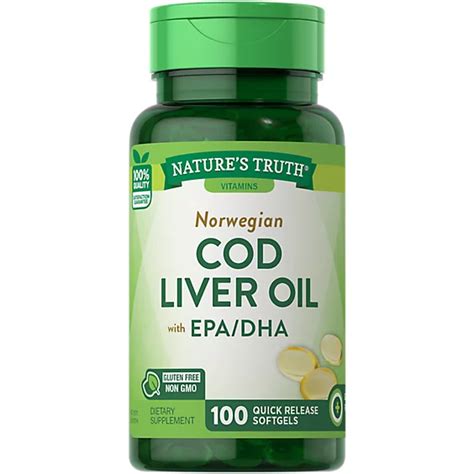 Natures Truth Norwegian Cod Liver Oil With Epadha 100 Count Jewel