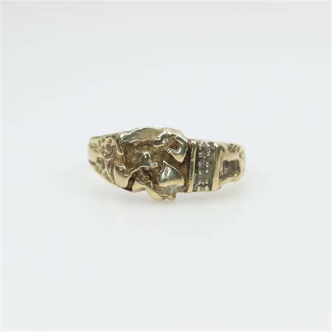 Kt Gold Nugget Ring Diamond Accents Property Room