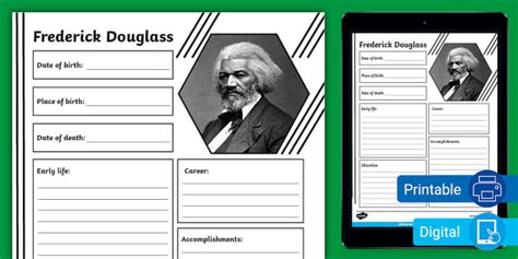 All About Frederick Douglass Research And Write Worksheet For 3rd 5th Grade