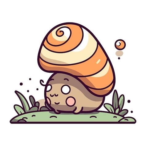 Lindo caracol no jardim ilustração vetorial em estilo de desenho