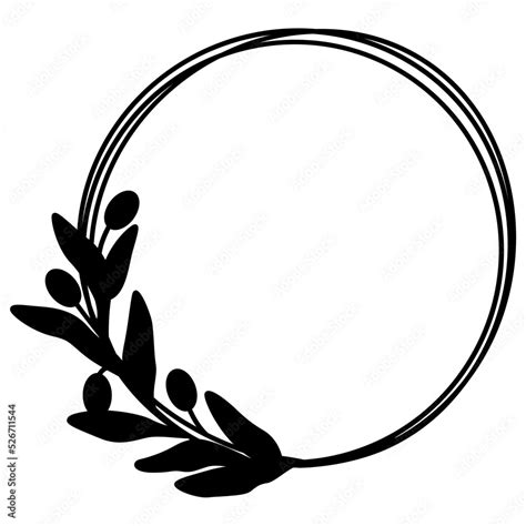 Olive Branch Wreath Svg Round Monogram Circle Frame Svg Stock Vector