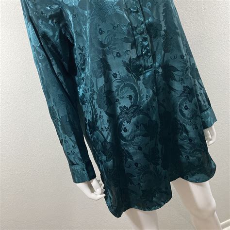 Vintage Victorias Secret Gold Label Lingerie Green Long Sleeve Sleep Shirt Size Medium Etsy