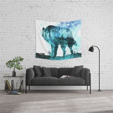 An Elephant Is Standing In Front Of A Brick Wall Tapestry