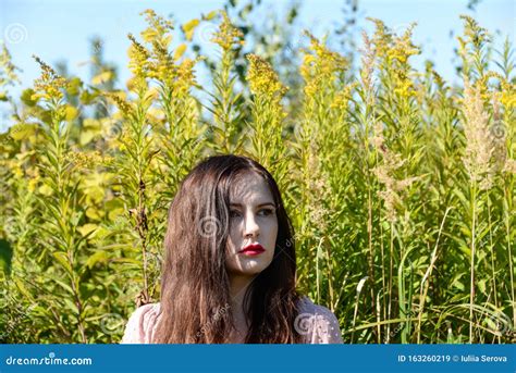 Russian Brunette Woman On The Nature Stock Image Image Of Girl Attractive