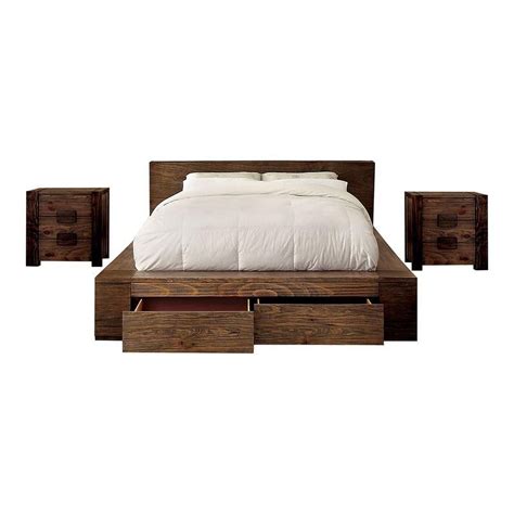 FOA Elbert I 3pc Natural Tone Solid Wood Bedroom Set King 2