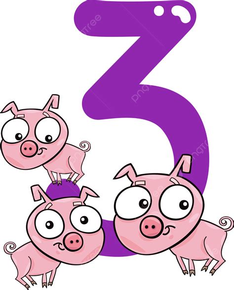 Number Three And 3 Pigs Class Funny Preliminary Happy Png