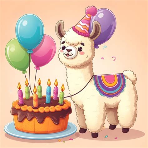 Premium Ai Image Happy Llama Cartoon Illustration