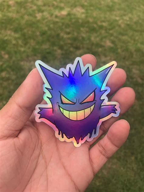 Gengar Holographic Sticker Vinyl Pokemon Stickers Etsy