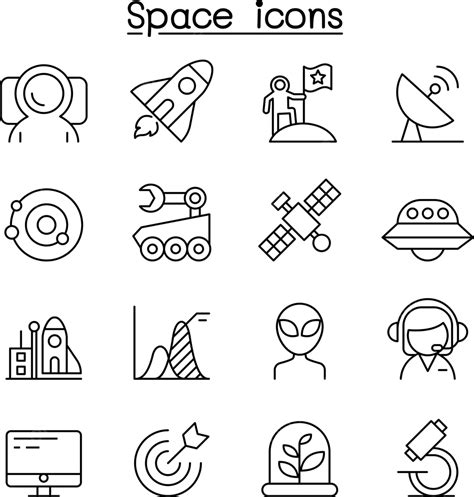 Space Icon Set In Thin Line Style Logo Galaxy Symbol Vector Logo