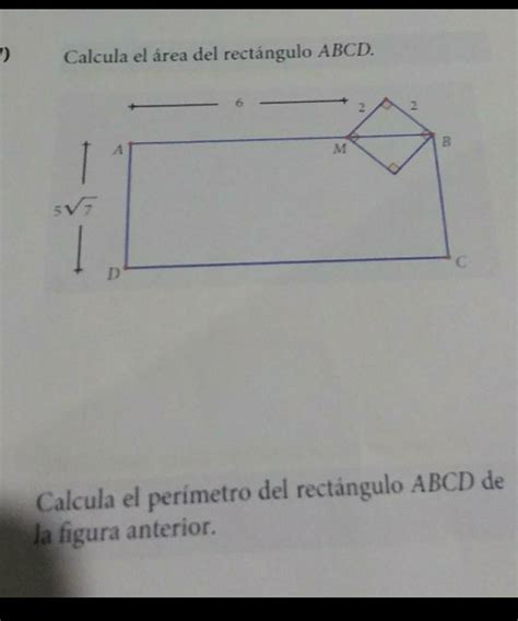 Calcula El Rea Del Rect Ngulo Abcd Y Calcula El Per Metro Del 104005