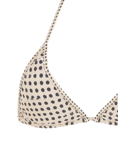 Amir Slama Polka Dot Print Bikini Neutrals Farfetch