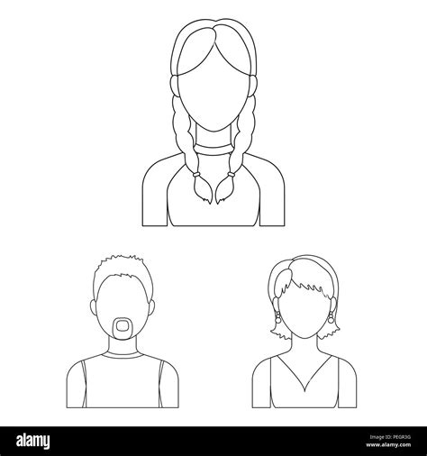 Avatar And Face Outline Icons In Set Collection For Design A Person