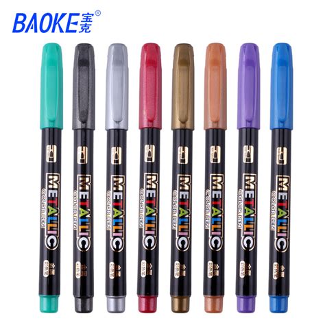 8 Kleur Metallic Marker Water Verf Marker Borstel Grandado