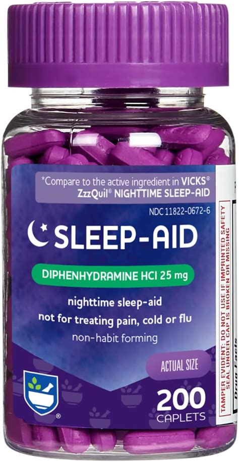 Amazon Rite Aid Natural Sleep Aid Caplets Diphenhydramine Hcl