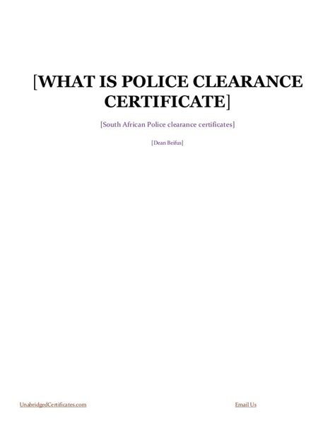 What Is A Police Clearance Certificate