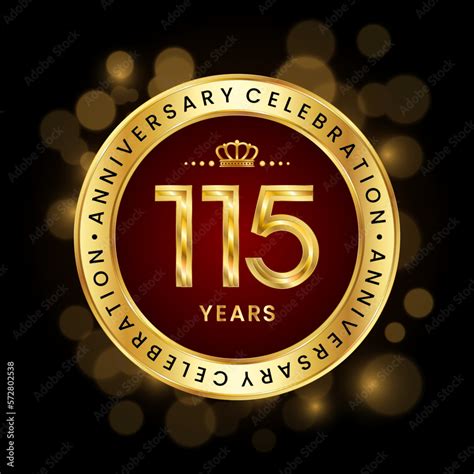 115th Anniversary Celebration Logo Design With Golden Number And Ring