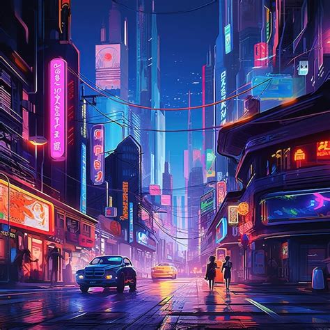 Illustration Abstraite De La Ville Cyberpunk Illustration Dystopique De