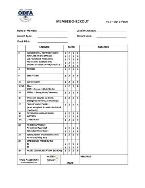 Fillable Online Aircraft Checkout Sheet Fax Email Print Pdffiller