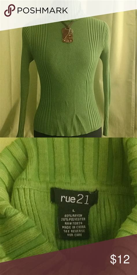 Lime Green Rue21 Fitted Turtleneck Large Lime Green Rue 21 Fitted