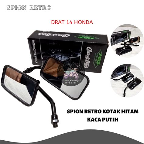 Jual Spion Honda Kotak Hitam Mos Retro Drat Kaca Putih Shopee