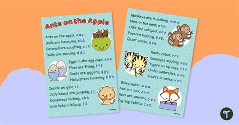 Ants On The Apple Phonics Rhyme Posters Teach Starter