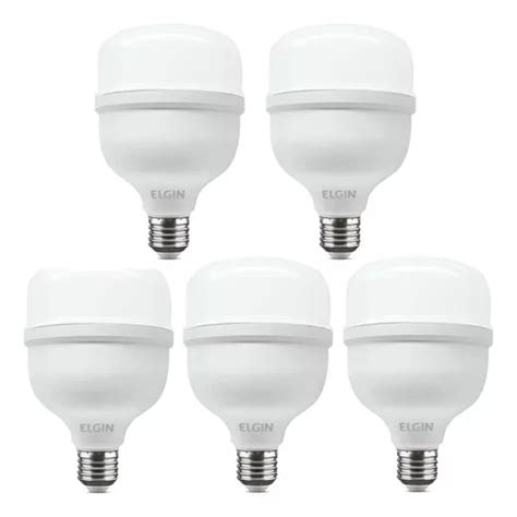 Kit 5 Lâmpada Led Super Bulbo 20w 1680 Lúmens Branca Elgin