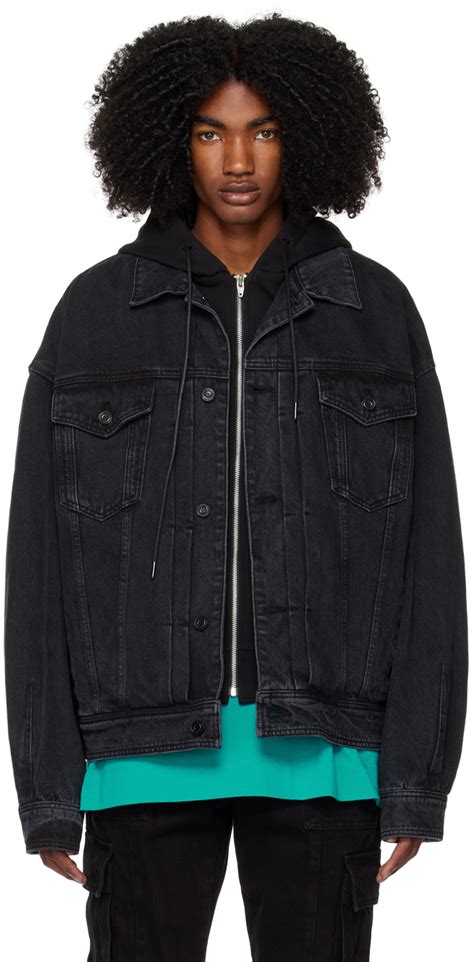 Juun J Black Faded Denim Jacket 895 SSENSE Lookastic