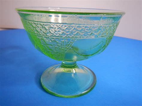 Vintage Vaseline Ouraline Uranium Dessert Glass Bowl Etsy