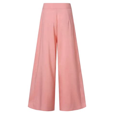 Elegant High Waist Wide Leg Pants Spring Vintage Flare Trousers Casual Solid Zipper Palazo Pants