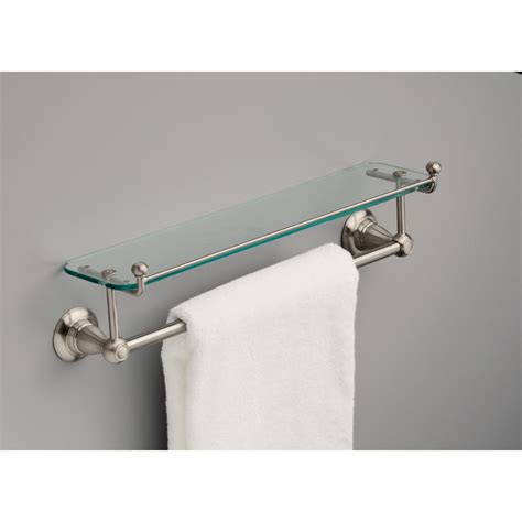 Bathroom Glass Shelf With Towel Bar Brushed Nickel Delta Porter 18 In Towel Bar With Glass