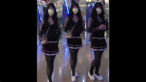 偽娘小翔夜晚逛街穿搭黑蕾絲上衣短裙黑絲厚底鞋sissy crossdress 男の娘 女装 YouTube