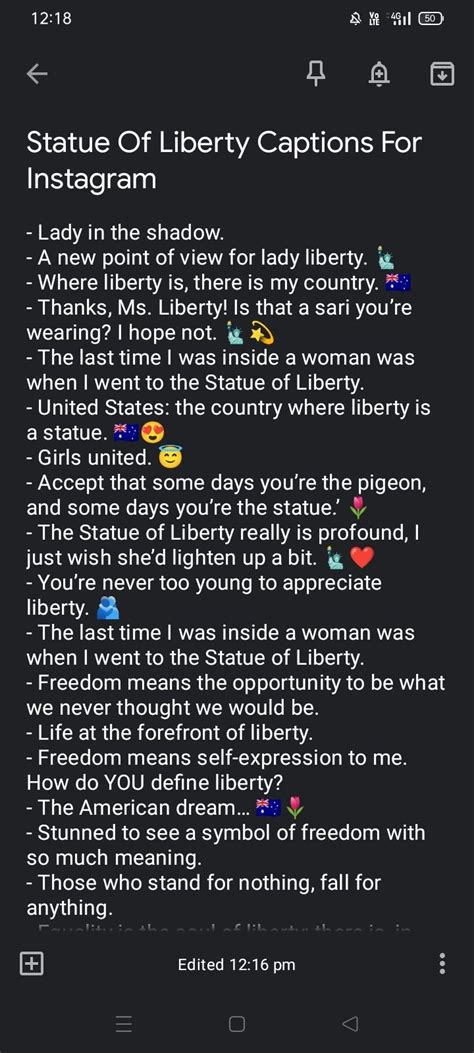 The Text On The Screen Reads State Of Liberty Captions For Instagram