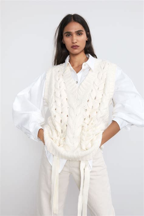 Woven Knit Vest Zara United States Knit Vest Cable Knit Vest Knit Fashion