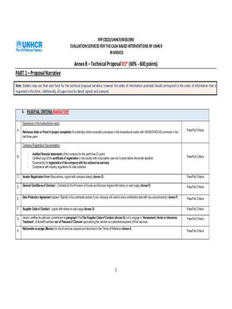 Fillable Online Annex B Technical Proposal Form R1 Fax Email Print