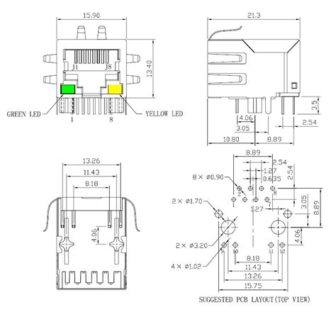 Rj45 Ethernet Jack With Leds